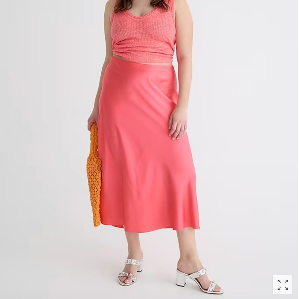 J. Crew Gwyneth Slip Skirt - Silky A-Line Skirt - Neon Pink